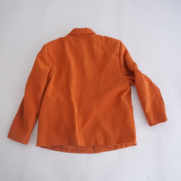 Vintage Conrad C Burnt Orange Faux Suede Zip Up Blazer Jacket 16 - Picture 14 of 16